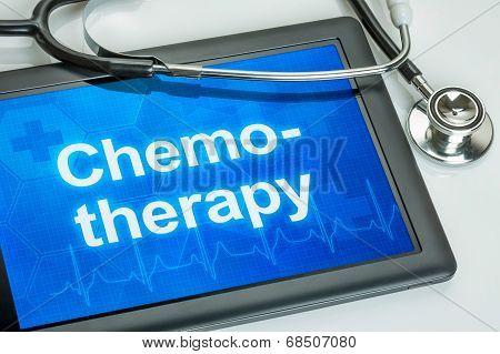 Tablet with the text Chemotherapy on the display