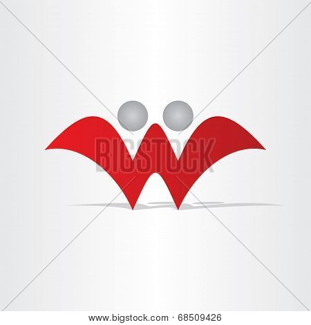 Letter W Abstract People Design