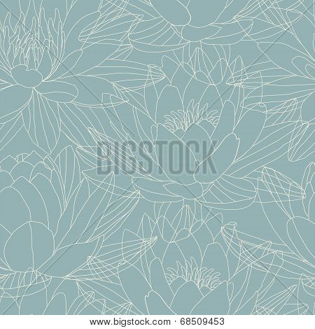 Lotus flowers in seamless pattern