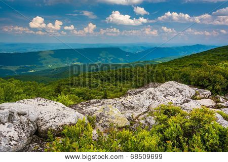 Boulders And Eastern View Of The Appalachian Mountains From Bear Rocks Preserve, Monongahela Nationa