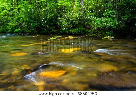 Cascades In The Oconaluftee River, At Great Smoky Mountains National Park, North Carolina.