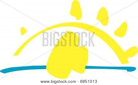 Stiliseret gul sol symbol