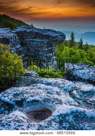 Sunrise At Bear Rocks Preserve, In Dolly  Sods Wilderness, Monongahela National Forest, West Virgini