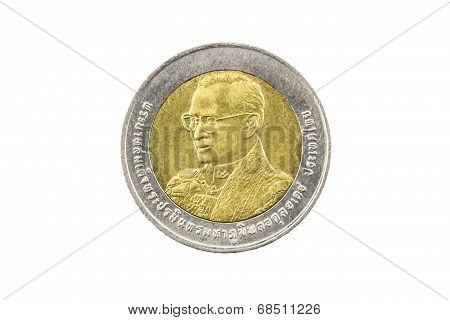 Thailand Ten Baht Coin 2007 80Th Birthday King Rama9