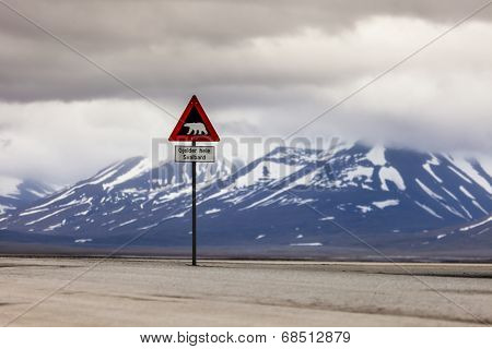 Warning Sign Polar Bears, Spitsbergen, Svalbard, Norway