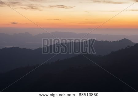 Silhouette Mountain At Thong Pha Phum National Park