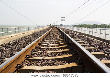 Floating Railroad At Pasak Chonlasit Dam
