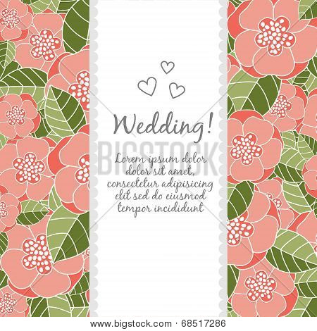 Wedding card with floral elements