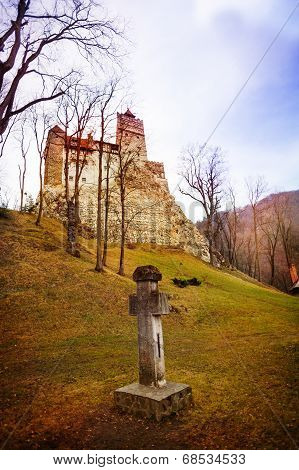 Bran Castle (Dracula castle) with cross tomb