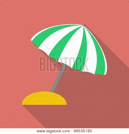 Beach umbrella icon. Modern Flat style with a long shadow