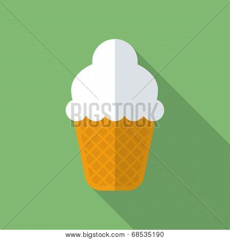 Ice cream icon. Modern Flat style with a long shadow