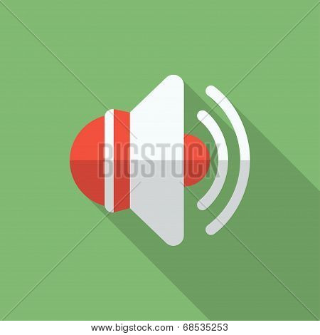 Speaker icon. Modern Flat style with a long shadow