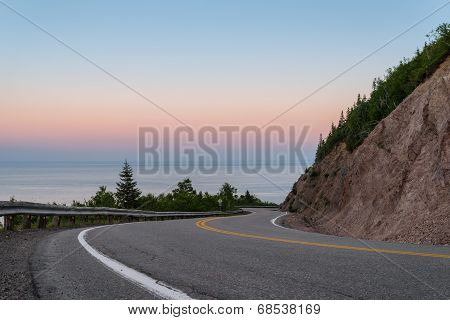 Cabot Trail Highway At Dusk