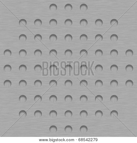 Brushed Metal Tile Background With Metalic Grill Holes