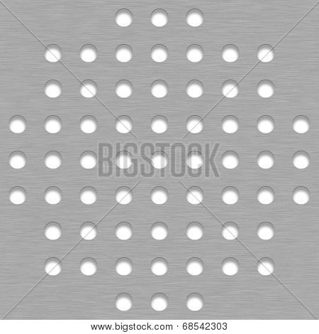Brushed Metal Tile Background With White Grill Holes