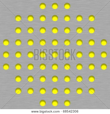Brushed Metal Tile Background With Yellow Grill Holes