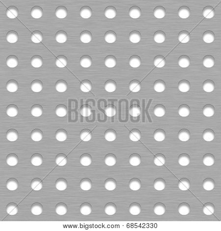 Brushed Metal Tile Background With White Grill Holes