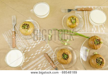 Small Scones With Buckwheat And Onions.