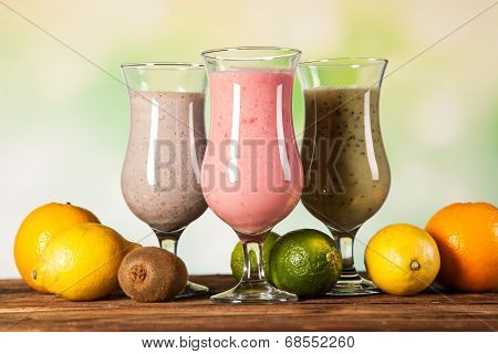 Healthy Diet, Protein Shakes And Fruits