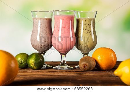 Healthy Diet, Protein Shakes And Fruits