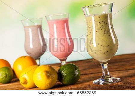Healthy Diet, Protein Shakes And Fruits