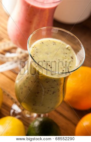 Healthy Diet, Protein Shakes And Fruits