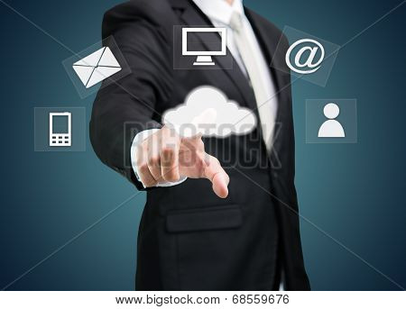 Businessman Hand Touch Cloud Computing Concept