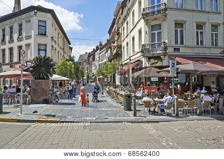 Typical Daily Lunch Time Scene In Brussels