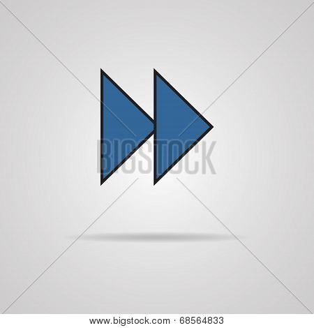 Forward or skip icon with shadow. Media player