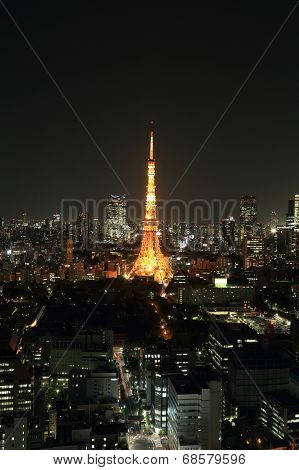 Top View Of Tokyo Cityscape At Night