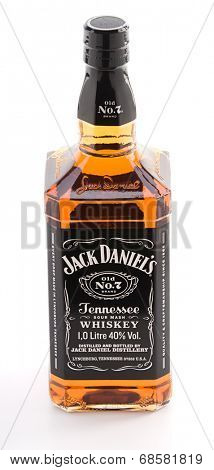 Ankara, Turkey - June 02, 2012: Bottle of Jack Daniels bourbon whiskey isolated on white background. 