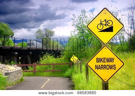 Bikeway Narrows Sign