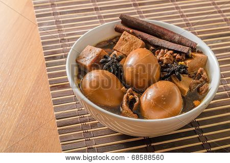 Eggs,tofu And Pork In Five Spices Brown Sauce