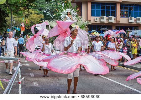 Victoria, Seychelles - April 26, 2014:  At The Carnival International De Victoria In Seychelles