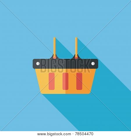 Shopping Basket Flat Icon With Long Shadow,eps10