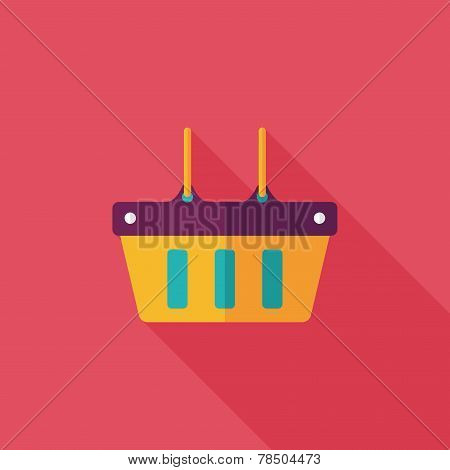 Shopping Basket Flat Icon With Long Shadow,eps10