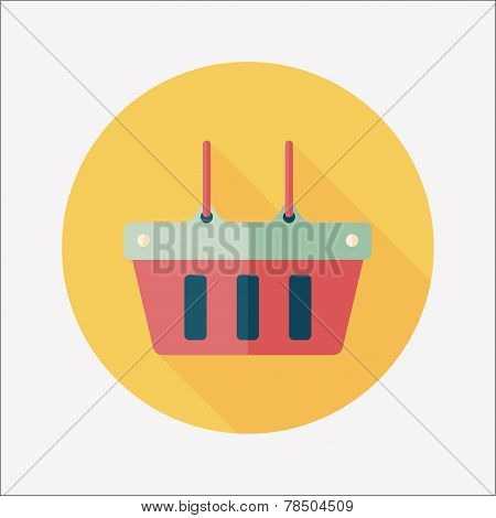 Shopping Basket Flat Icon With Long Shadow,eps10