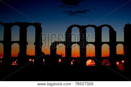 Merida Aqueduct Sunset