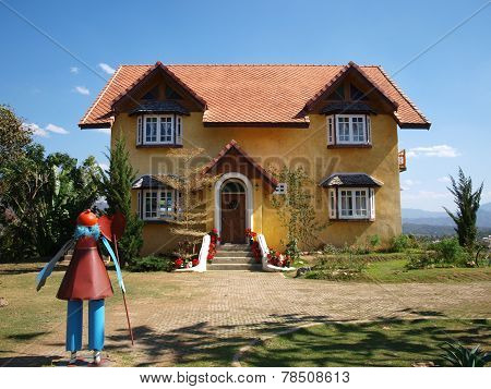 Yellow house in Pai, Maehongson province, Thailand.