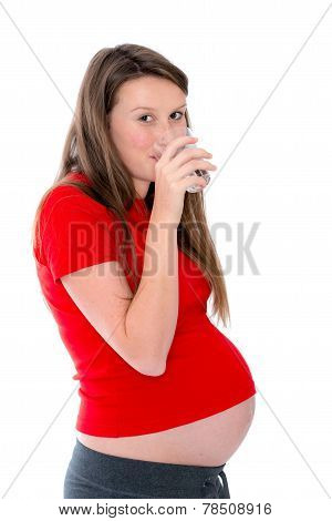 Young Pregnant Woman Isdrinking Water