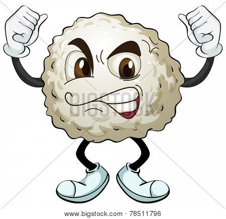 Illustration of a cotton ball with angry face