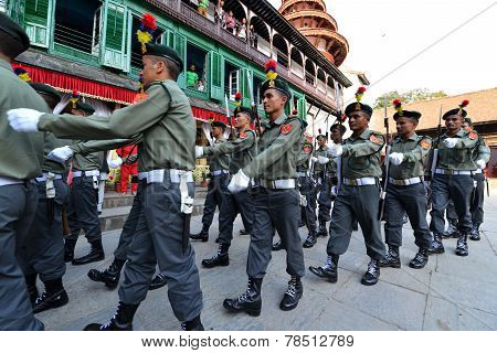 Nepali Soldiers Marching