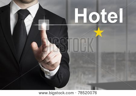 Businessman Pushing Button Hotel One Star