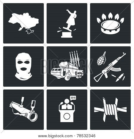 The Situation In Ukraine Vector Icons Set