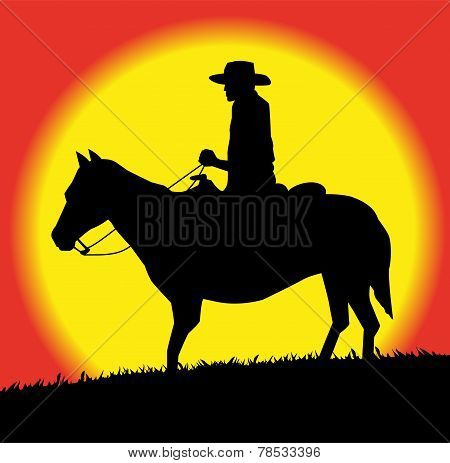 silhouette of cowboy