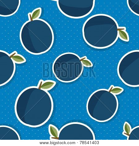 Plum Pattern. Seamless Texture With Ripe Plums