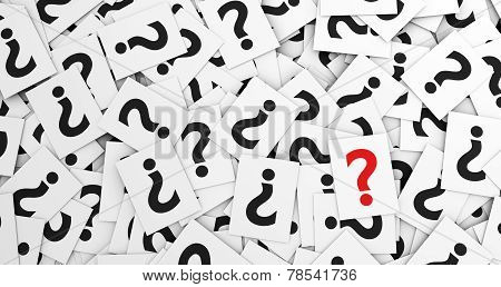 Question Mark On Scattered Papers