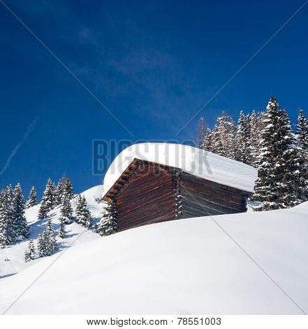 Lonely hunting snowbound lodge