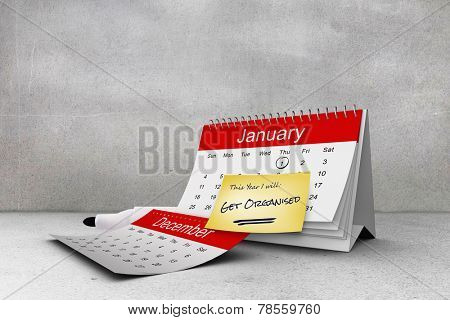 Composite image of new years resolutions on january calendar
