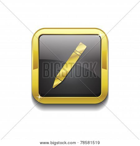 Pencil Gold Vector Icon Button